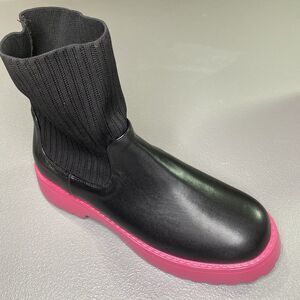 CUCCOO Platform Ankle Bootie Sock Boots Round Toe Womens 41 10 Black Pink Sole